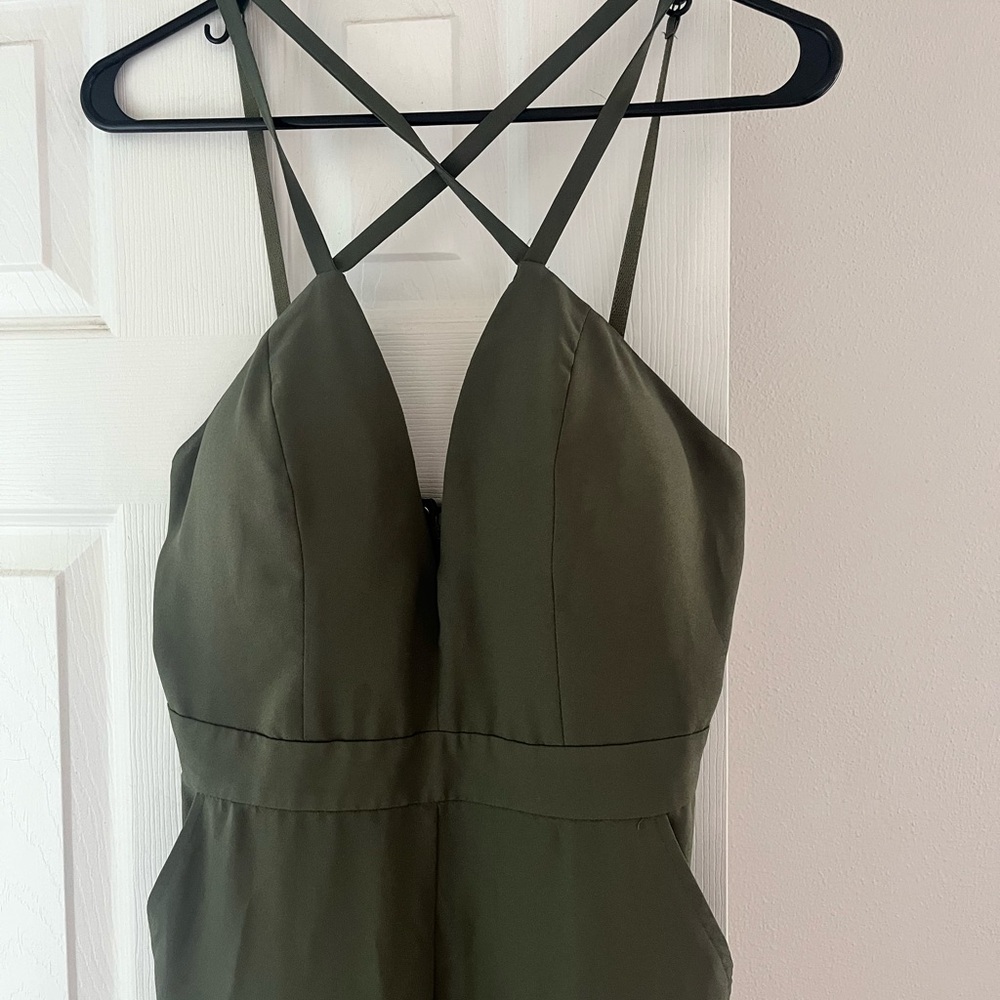 Bebe Olive Strappy Jumpsuit